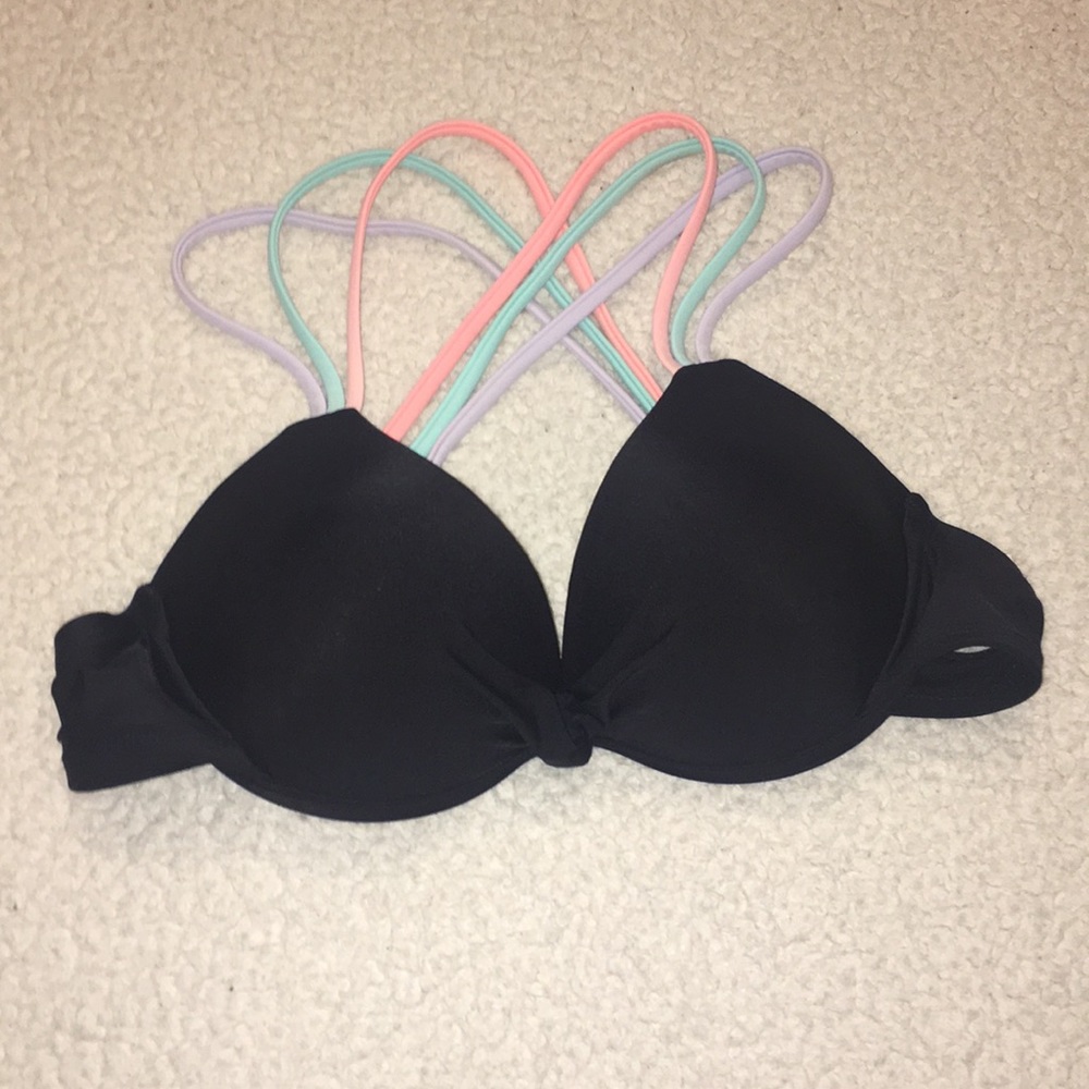 Black Bikini w/ Pastel Straps